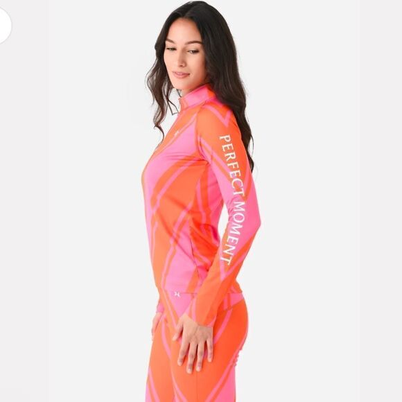 NEW Perfect Moment Thermal SET Azalea Pink and Orange Chevron Print Size Large - Picture 4 of 14